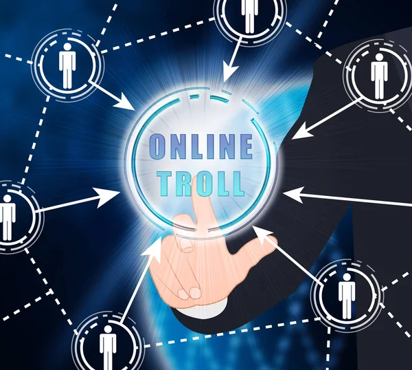 Online Troll Onbeleefd Sarcastische Bedreiging Illustratie Toont Cyberspace Bullebak Tactiek — Stockfoto