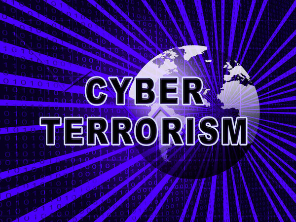 Кибертерроризм Интернет-терроризм Террористическая преступность 3D иллюстрация показывает криминальных экстремистов в виртуальной войне с использованием шпионажа и вымогательства
