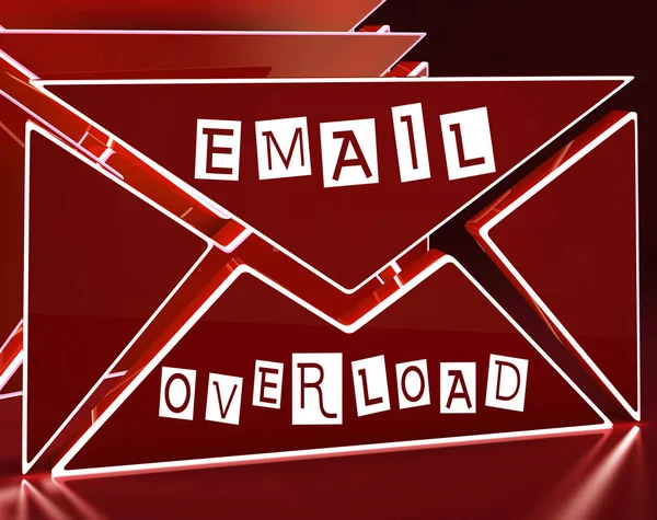 Sobrecarga Mail Spam Comunicação Stress Rendering Mostra Impressionado Sobrecarregado Correio — Fotografia de Stock
