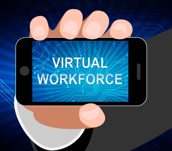 Força Trabalho Virtual Offshore Empregado Contratação Ilustração Significa Recrutamento Talento — Fotografia de Stock