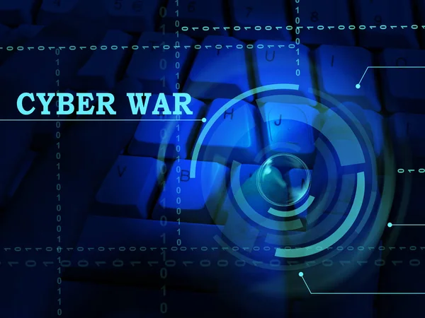 Cyberwar Virtual Warfare Hacking Invasion Illustration Shows Government Cyber War — Stock Photo, Image