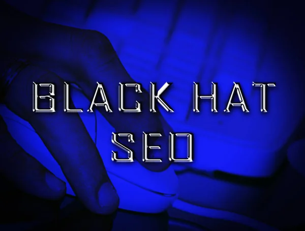 Black Hat Seo Website Optimization Illustration Shows Search Engine Marketing — Stock Photo, Image