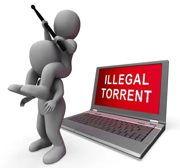 Illegal Torrent Unlawful Data Download Rendering Shows Data Streaming Banned — Stock Photo, Image