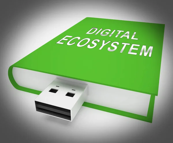 Digital Eco System Data Interaction Rendering Mostra Estrutura Tecnologia Ecossistema — Fotografia de Stock