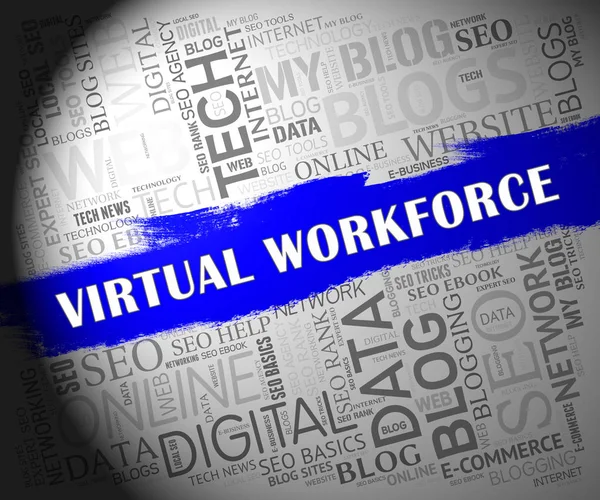 Virtual Workforce Offshore Employee Hiring Illustration Means Recruiting Talent Staff — Stock Photo, Image