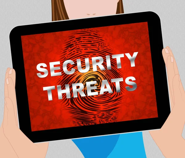 Ameaças Cibersegurança Risco Crimes Cibernéticos Ilustração Mostra Vulnerabilidade Violação Dados — Fotografia de Stock