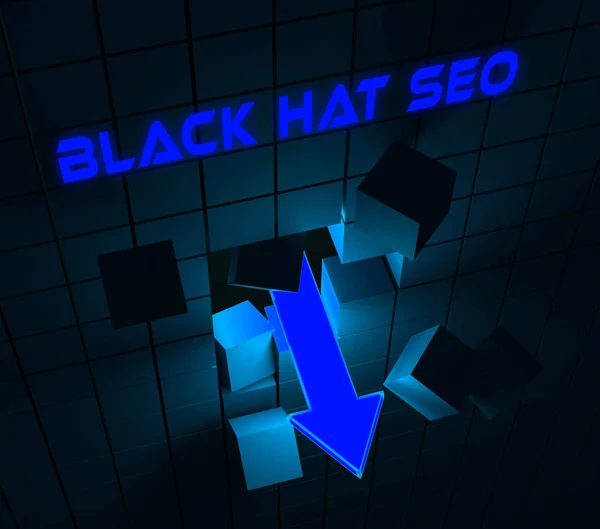 Black Hat Seo Website Optimization Rendering Shows Search Engine Marketing — Stock Photo, Image