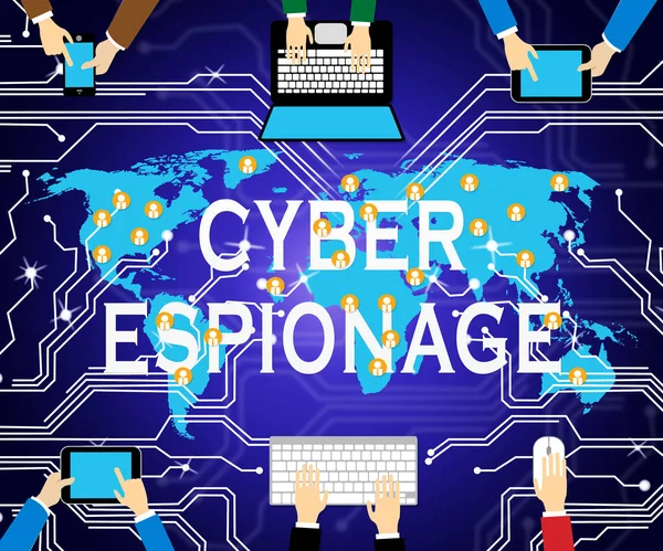 Cyber Espionage Criminal Cyber Attack Illustration Shows Online Theft Commercial — Stock Photo, Image