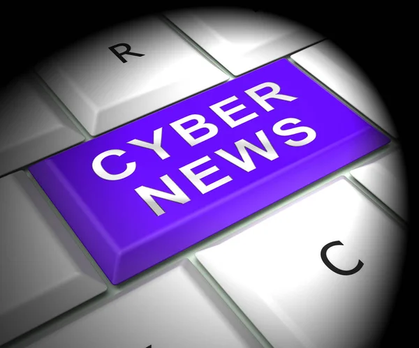 Cyber News Breaking Digital Headlines Rendering Shows Internet Media Report — Stock Photo, Image