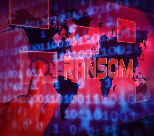 Ransom Počítač Hacker Data Vydírání Obrázek Ukazuje Ransomware Používá Útoku — Stock fotografie