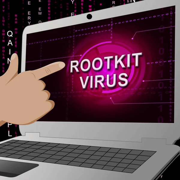 Rootkit Virus Cyber Criminal Spyware Illustration Показывает Преступное Хакерство Остановить — стоковое фото