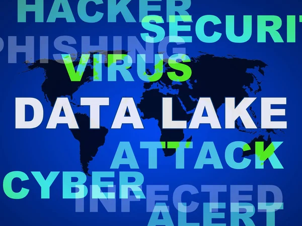 Data Lake Digital Datacenter Cloud 2d Illustration Shows Mainframe Supercomputer Storage Of Bigdata Complex Information