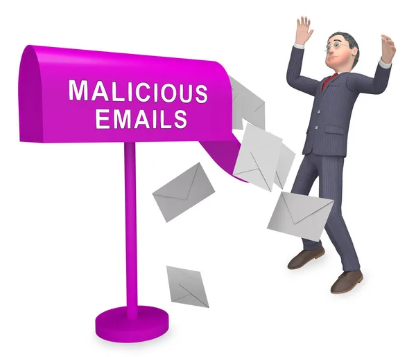 Škodlivé Maily Nevyžádané Pošty Malware Výstraha Vykreslování Ukazuje Podezřelou Elektronickou — Stock fotografie