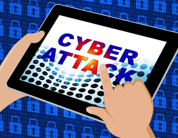 Cyberattack Malicious Cyber Hack Attack Ilustración Muestra Advertencia Hacker Spyware —  Fotos de Stock