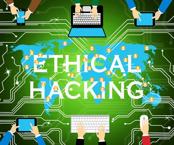 Ethical Hacking Data Breach Tracking Illustration Shows Corporate Tracking Stop — Stock Photo, Image