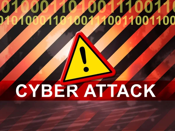 Кібератака Зловмисна Кібер Атака Ілюстрація Показує Попередження Хакера Інтернету Проти — стокове фото