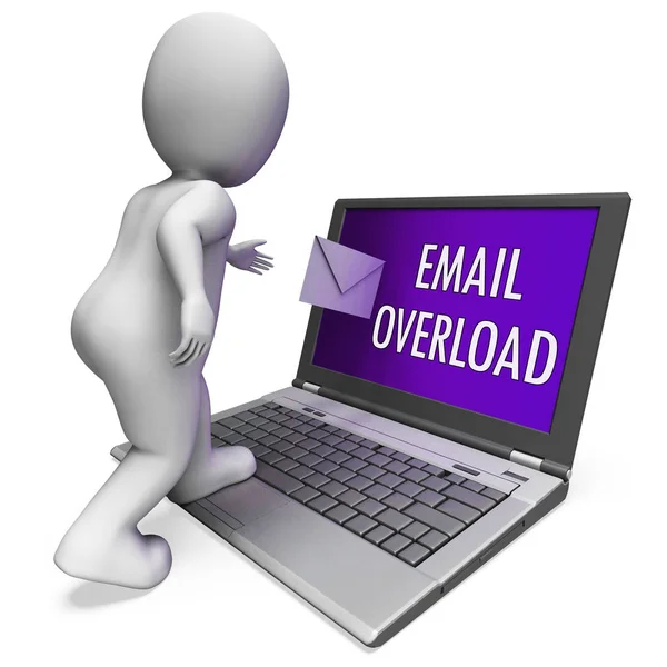 Mail Überlastet Spam Kommunikation Stress Rendering Zeigt Überfordert Und Überarbeitet — Stockfoto