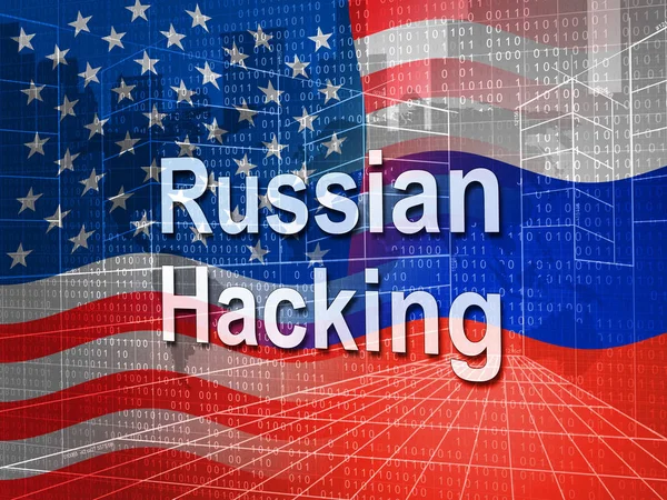 Russian Hacking Election Attack Alert Illustration Shows Spying Data Breach — Stock Photo, Image