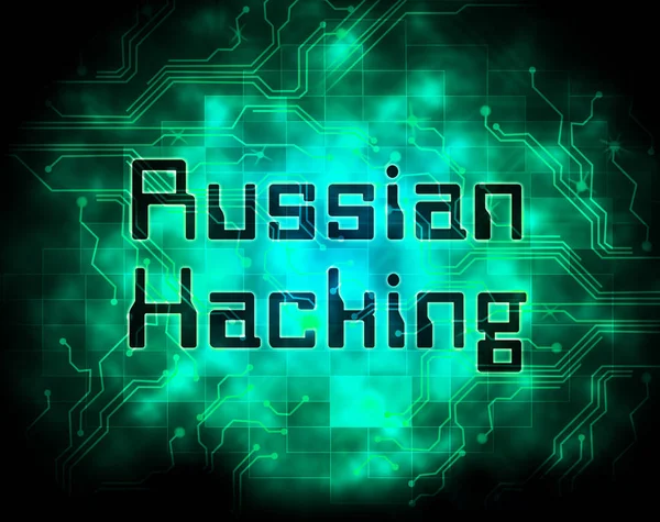 Russian Hacking Election Attack Alert Illustration Shows Spying Data Breach — Stock Photo, Image