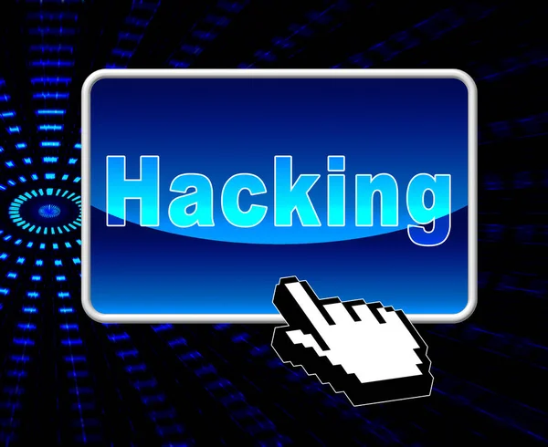Website Hacked Cyber Security Alert Illustration Shows Online Site Data — Stock Photo, Image