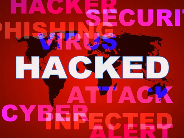 Website Hacked Cyber Security Alert Illustration Shows Online Site Data — Stock Photo, Image