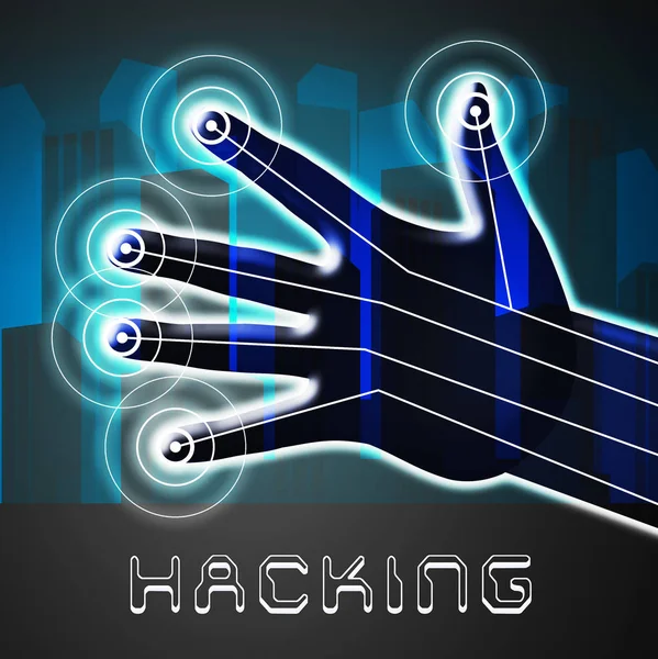 Website Hacked Cyber Security Alert Illustration Shows Online Site Data — Stock Photo, Image