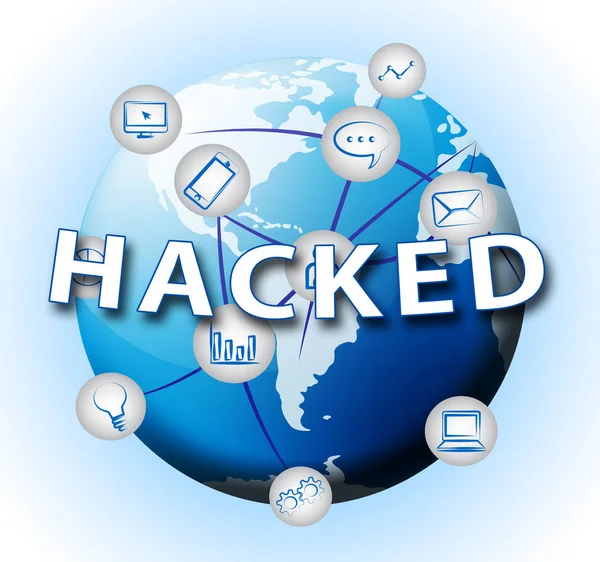 Website Hacked Cyber Security Alert Illustration Shows Online Site Data — Stock Photo, Image