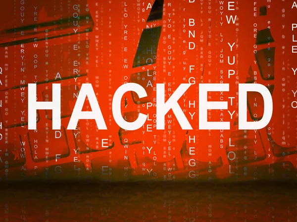 Website Hacked Cyber Security Alert Illustration Shows Online Site Data — Stock Photo, Image