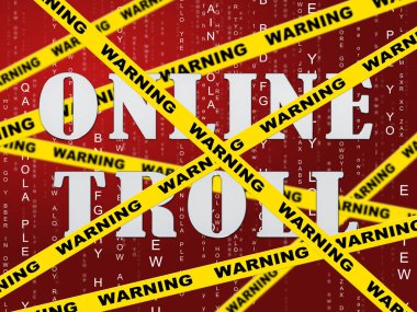 Online kaba alaycı tehdit Troll 2d çizimde gösterilmektedir siber kabadayı taktikleri Cyber yırtıcı Trolling tarafından
