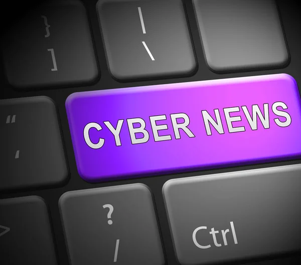 Cyber News Breaking Digital Headlines Illustration Shows Internet Media Report — Stock Photo, Image