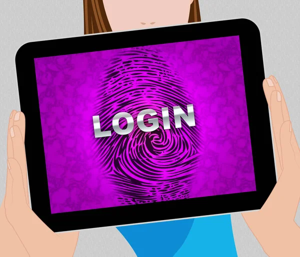 Fingerprint Login Smart Biometric Security Illustration Shows Cybersecurity Authorisation Identify — Stock Photo, Image