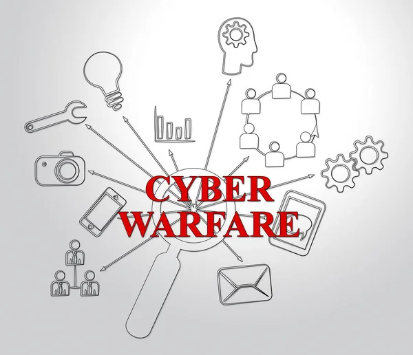 Cyber Wojny Włamania Atak Zagrożenie Ilustracja Pokazuje Rząd Internet Nadzoru — Zdjęcie stockowe