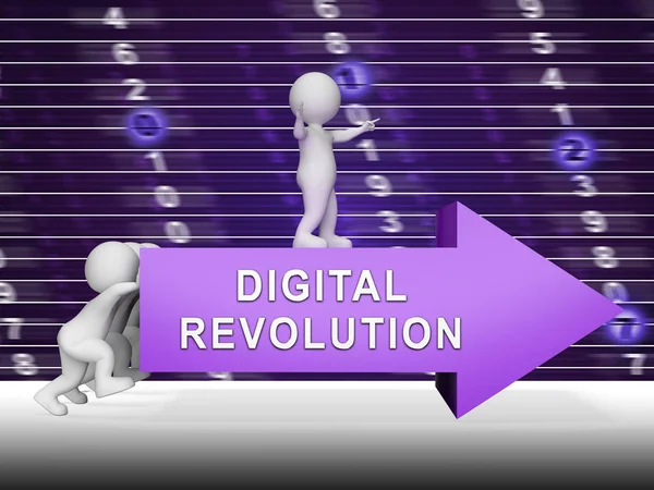 Zukunftsweisendes Rendering Der Digitalen Revolution Zeigt Innovationsverbesserungen Und Den Übergang — Stockfoto