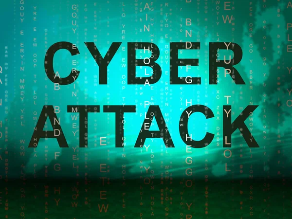 Cyberattack Malicious Cyber Hack Attack Illustration Muestra Advertencia Hacker Spyware — Foto de Stock