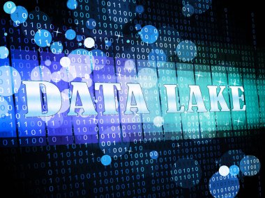 Veri Gölü dijital Datacenter bulut 3d çizim anabilgisayar süper Bigdata kompleks bilgilerinin depolanmasını gösterir