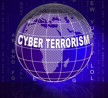 Siber terörizm Online terörist suç 3d çizim casusluk ve şantaj kullanarak sanal bir savaşta suç aşırı gösterir