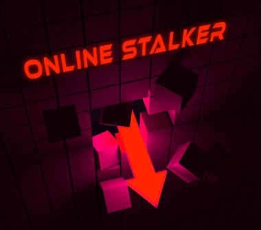 Online Stalker kötü yüzü olmayan zorba 3d render gösterir Cyberattack veya şüpheli bir casusluk yabancı tarafından Cyberbullying