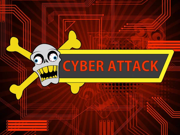 Cyberattack Malicious Cyber Hack Attack Illustration Muestra Advertencia Hacker Spyware —  Fotos de Stock