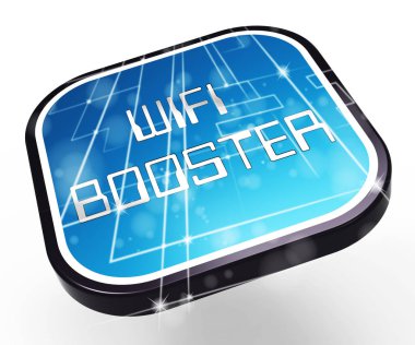 WiFi güçlendirici kablosuz uzantısı tekrarlayıcı 3d render anlamına gelir Internet hizmeti sinyal artırmak için sıcak nokta uzantısı