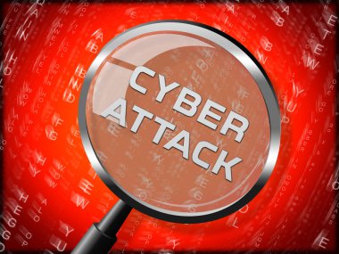 Cyberattack kötü amaçlı Cyber kesmek saldırı 3d render sanal virüs karşı Internet Spyware Hacker uyarı gösterir