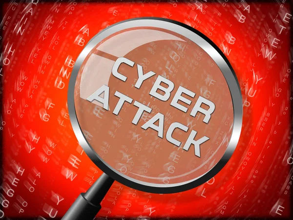 Cyberattack Malicious Cyber Hack Attack Renderizado Muestra Advertencia Hacker Spyware — Foto de Stock