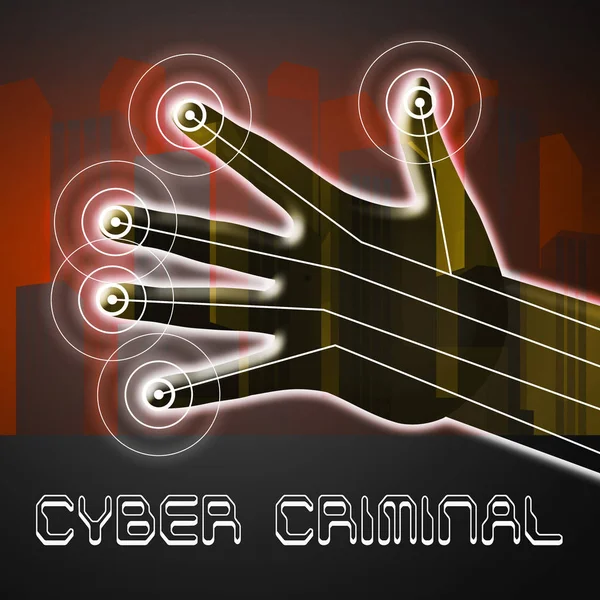 Cybercriminal Internet Hack Breach Illustration Shows Online Fraud Using Malicious — Stock Photo, Image