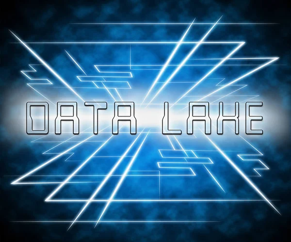 Δεδομένα Στη Λίμνη Ψηφιακό Datacenter Cloud Απεικόνιση Δείχνει Mainframe Υπερυπολογιστής — Φωτογραφία Αρχείου