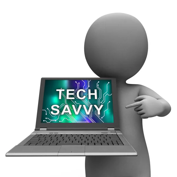 Tech Savvy Digital Computer Expert Rendering Means Hitech Smart Professional — Stock Photo, Image