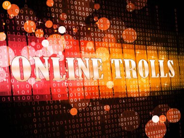 Online kaba alaycı tehdit Troll 3d gösterilmiştir siber kabadayı taktikleri Cyber yırtıcı Trolling tarafından