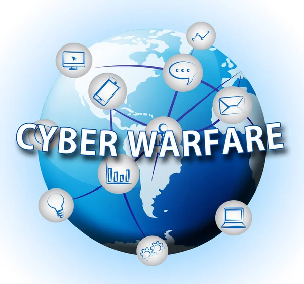 Cyber Warfare Hacking Attack Trussel Illustration Viser Regeringens Internet Overvågning - Stock-foto