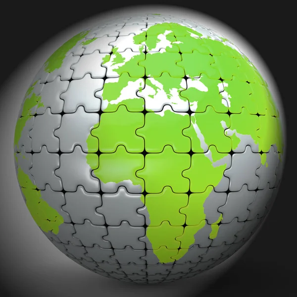 Interconnected Globe World Technology Link Rendering Shows Worldwide Comércio Conectividade — Fotografia de Stock