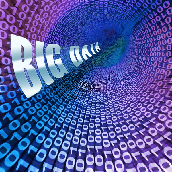 Big Data Funnel Information Flow 3d Illustration Shows A Binary Digital Tunnel Of Bigdata Information Stream