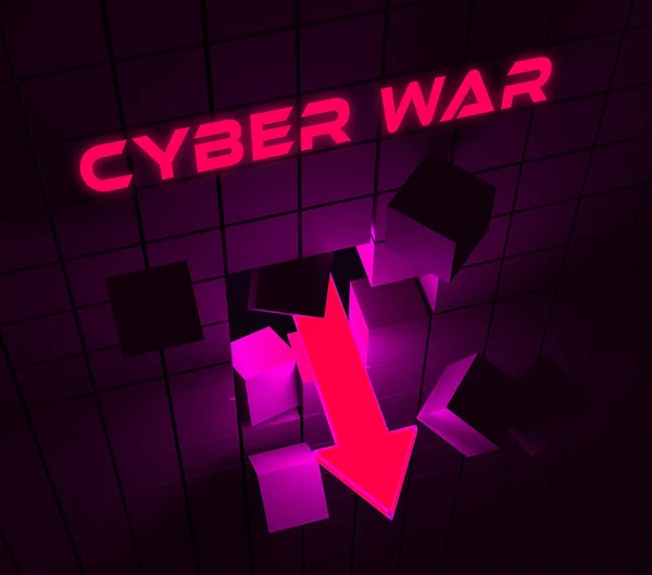 Cyberwar Virtual Warfare Hacking Invasion Rendering Shows Government Cyber War — стоковое фото