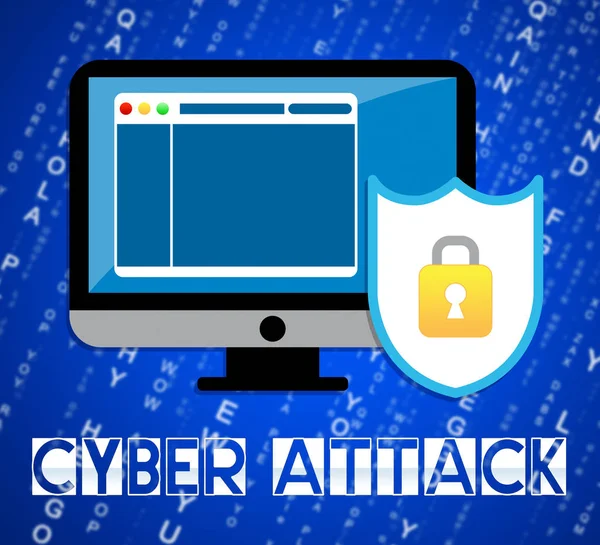 Cyberattack Schadelijke Cyber Hack Attack Illustratie Toont Internet Spyware Hacker — Stockfoto